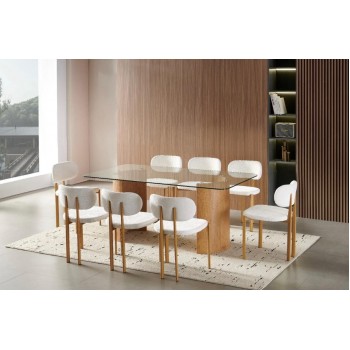 طاولة طعام  سطح زجاج - 8 كرسي - 