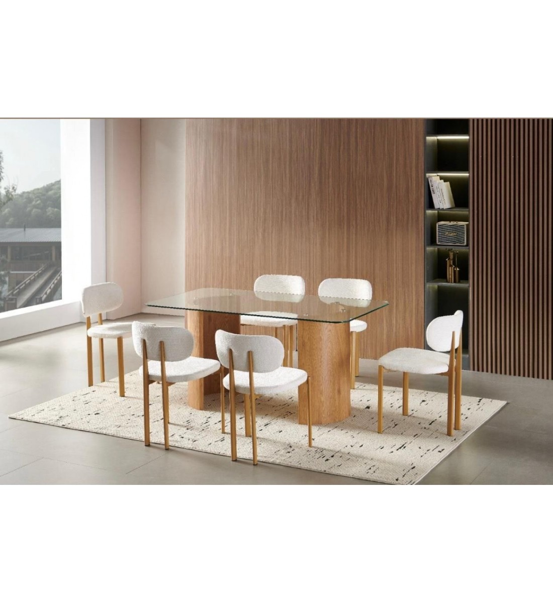 طاولة طعام سطح زجاج - 6 كرسي - طاولة طعام سطح زجاج - 6 كرسي -