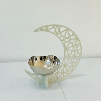 ستاند تقديم معدني بتصميم عصري راقٍ مستوحى من أجواء رمضان ، 26×26×41سم 