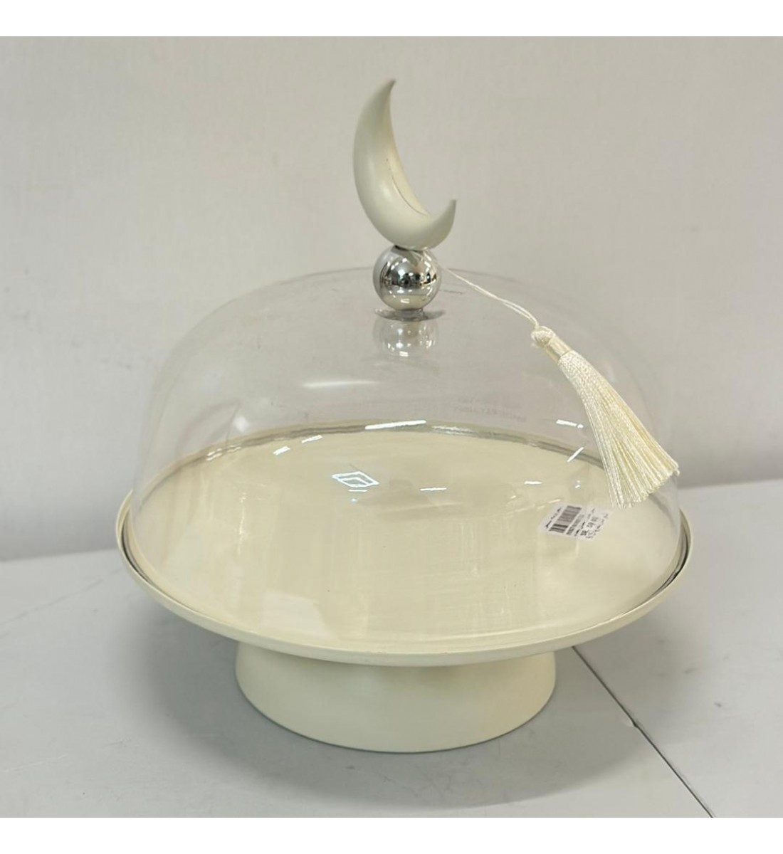 ستاند تقديم معدني بتصميم عصري راقٍ مستوحى من أجواء رمضان مع غطاء، 26×26×30سم 