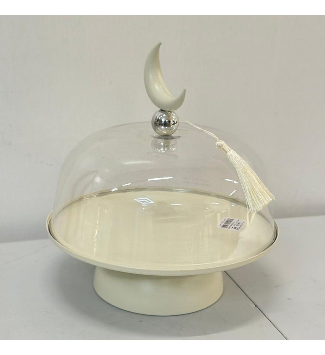 ستاند تقديم معدني بتصميم عصري راقٍ مستوحى من أجواء رمضان مع غطاء، 26×26×30سم 