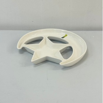 طبق تقديم سيراميك بتصميم أنيق على شكل هلال ونجمة30×30×3سم 