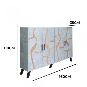 خزانة أحذية خشب ماليزي 2 قسم 5 أدوار - رمادي فاتح وخشبي