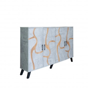 خزانة أحذية خشب ماليزي 2 قسم 5 أدوار - رمادي فاتح وخشبي