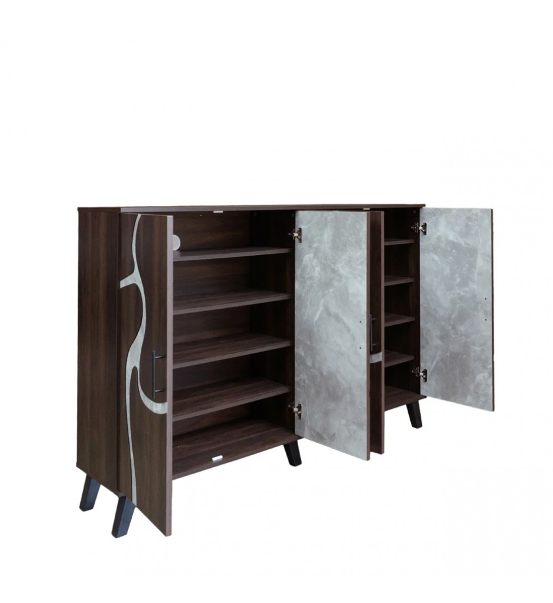 خزانة أحذية خشب ماليزي 2 قسم 5 أدوار - بني غامق ورصاصي خزانة أحذية خشب ماليزي 2 قسم 5 أدوار - بني غامق ورصاصي