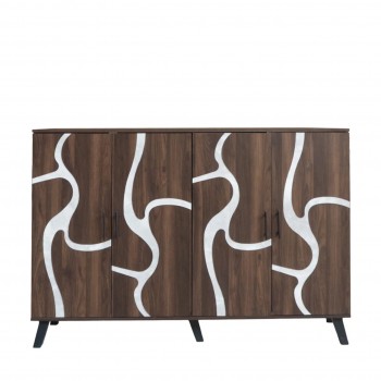 خزانة أحذية خشب ماليزي 2 قسم 5 أدوار - بني غامق ورصاصي