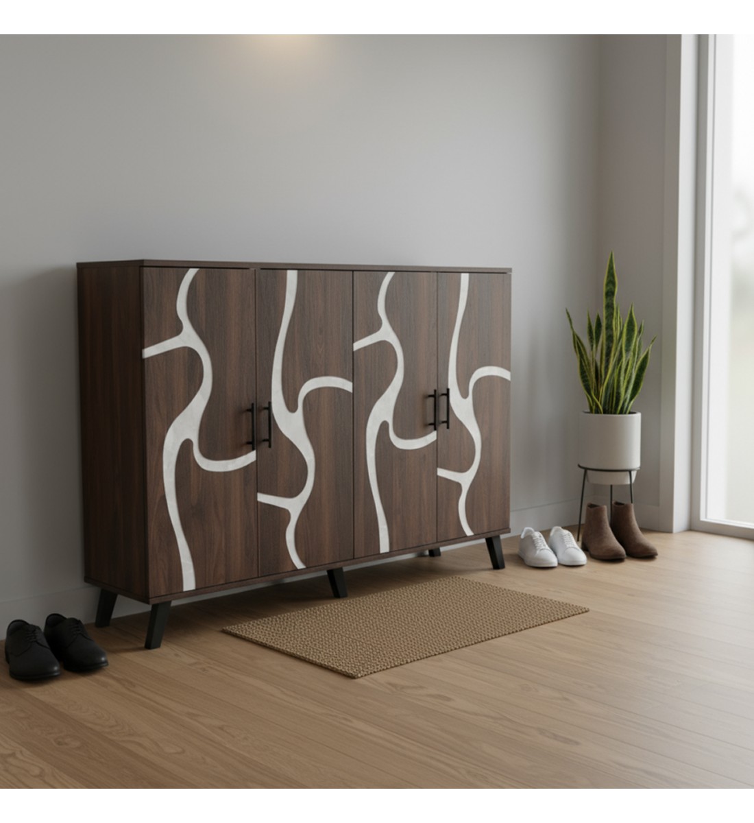 خزانة أحذية خشب ماليزي 2 قسم 5 أدوار - بني غامق ورصاصي خزانة أحذية خشب ماليزي 2 قسم 5 أدوار - بني غامق ورصاصي