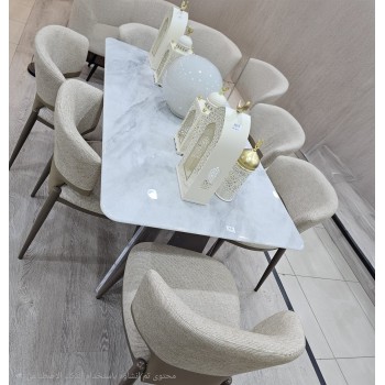 طاولة طعام طعام أنيق يجمع بين الحداثة والفخامة سطح الطاولة: مصنوع من الرخام مع 8 كراسي طاولة طعام طعام أنيق يجمع بين الحداثة والفخامة سطح الطاولة: مصنوع من الرخام مع 8 كراسي