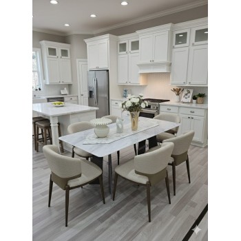 طاولة طعام طعام أنيق يجمع بين الحداثة والفخامة سطح الطاولة: مصنوع من الرخام مع 6 كراسي 