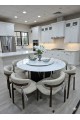 طاولة طعام طعام أنيق يجمع بين الحداثة والفخامة شكل دائري سطح الطاولة: مصنوع من الرخام مع 8 كراسي طاولة طعام طعام أنيق يجمع بين الحداثة والفخامة شكل دائري سطح الطاولة: مصنوع من الرخام مع 8 كراسي