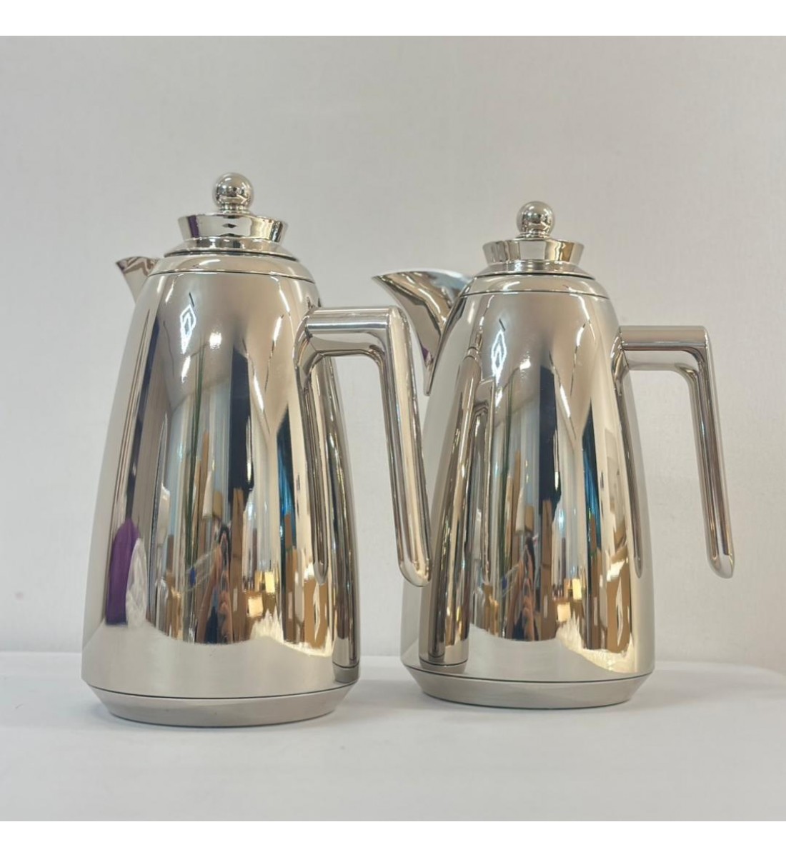 طقم ترامس شاي وقهوة  راقي استيل داخل زجاج 