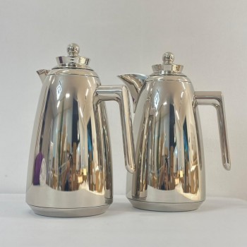 طقم ترامس شاي وقهوة  راقي استيل داخل زجاج 