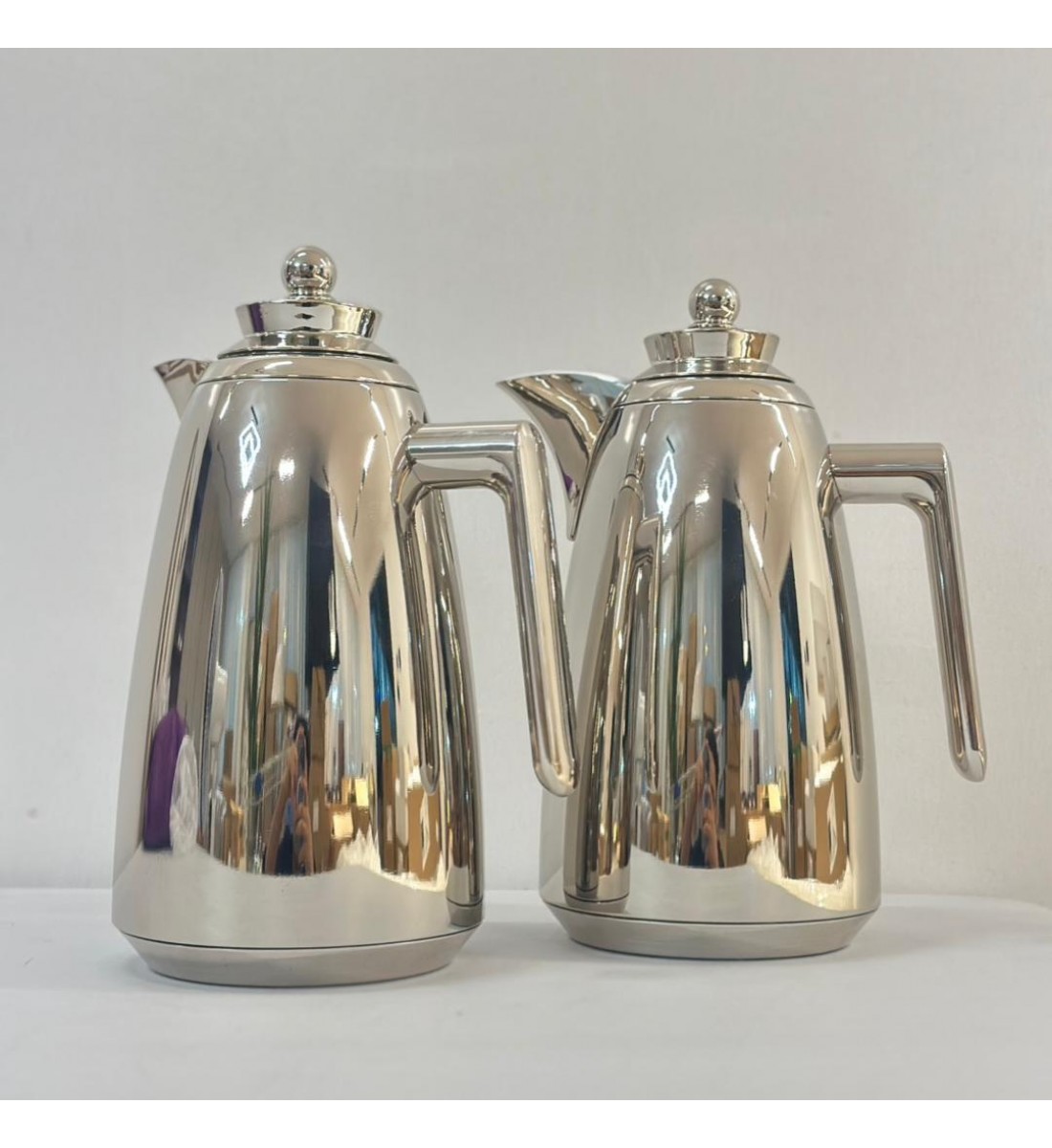 طقم ترامس شاي وقهوة  راقي استيل داخل زجاج 