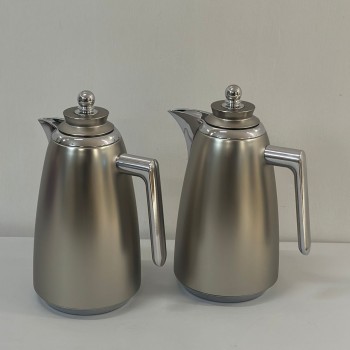 طقم ترامس شاي وقهوة  راقي استيل داخل زجاج 