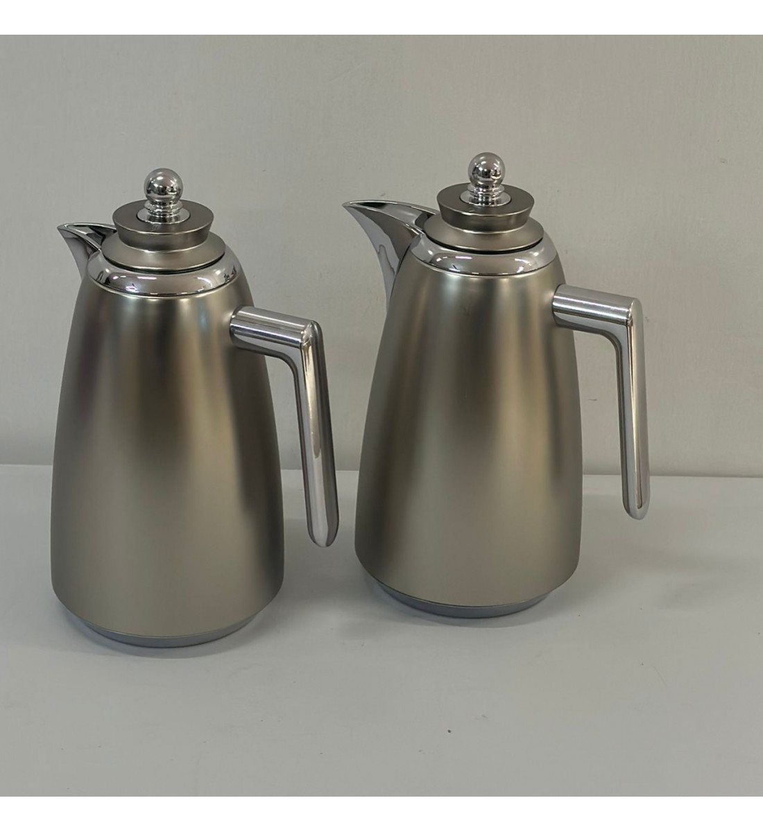 طقم ترامس شاي وقهوة  راقي استيل داخل زجاج 