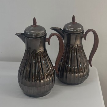 طقم ترامس شاي وقهوة  راقي استيل داخل زجاج 