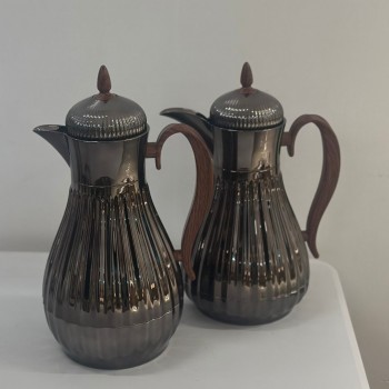 طقم ترامس شاي وقهوة  راقي استيل داخل زجاج 