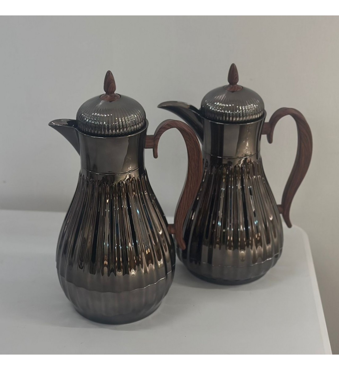 طقم ترامس شاي وقهوة  راقي استيل داخل زجاج 