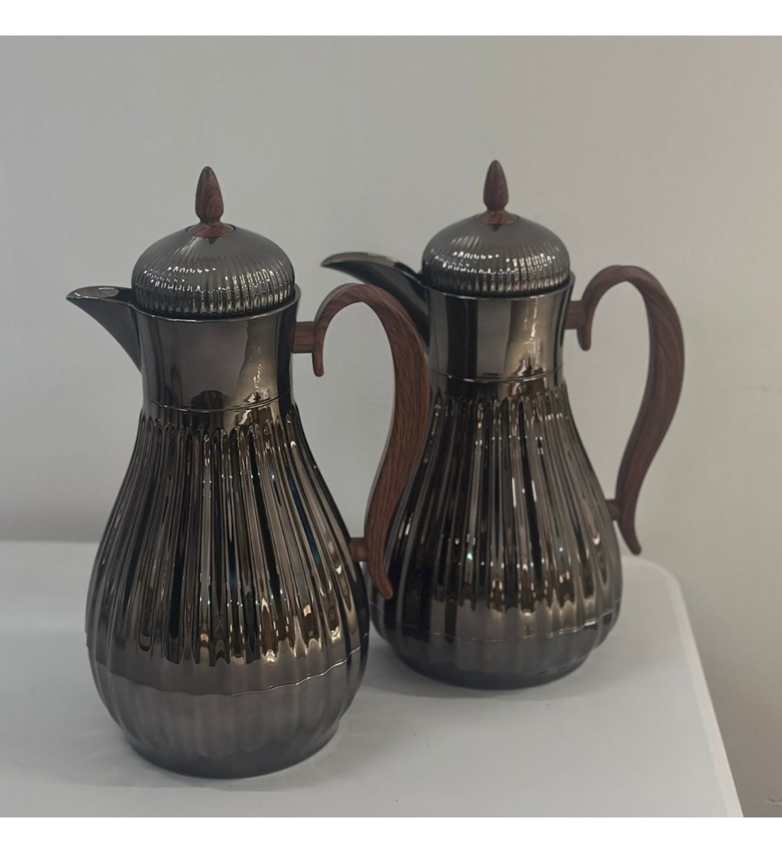 طقم ترامس شاي وقهوة  راقي استيل داخل زجاج 