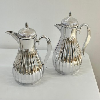 طقم ترامس شاي وقهوة  راقي استيل داخل زجاج 