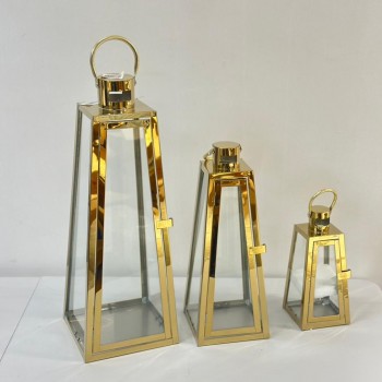 طقم فوانيس ديكور ذهبي 3حبات 