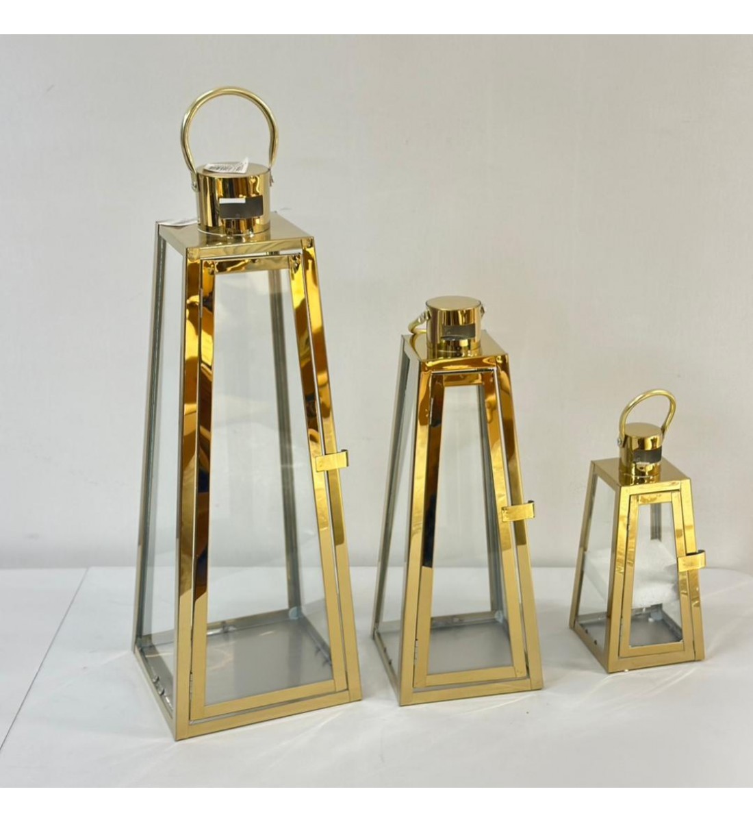 طقم فوانيس ديكور ذهبي 3حبات 