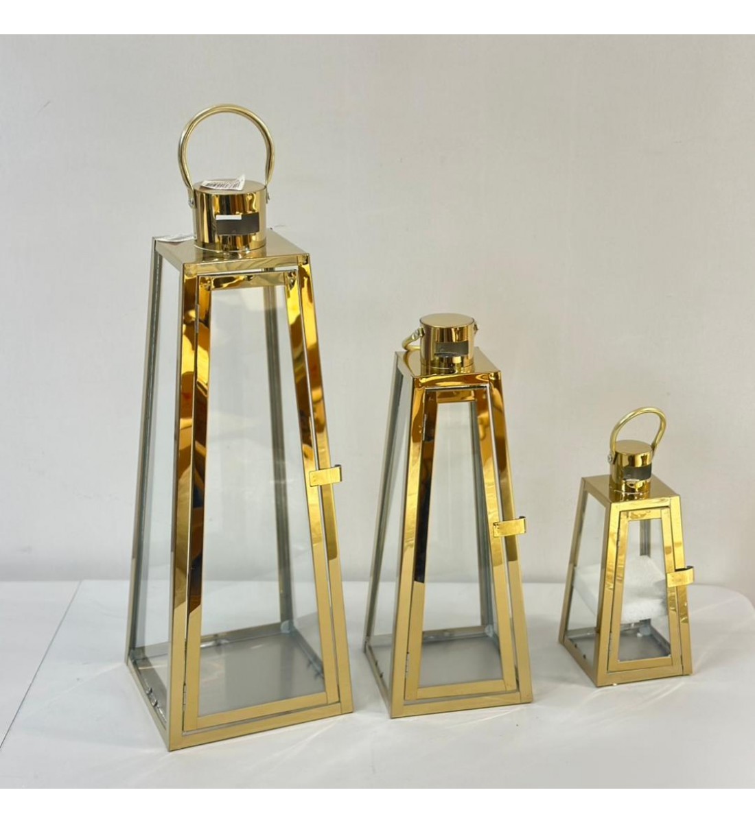 طقم فوانيس ديكور ذهبي 3حبات 