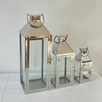 طقم فوانيس ديكور فضي3 حبات 