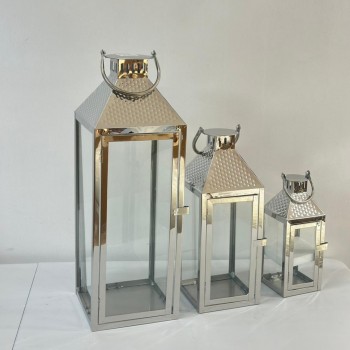 طقم فوانيس ديكور فضي3 حبات طقم فوانيس ديكور فضي3 حبات