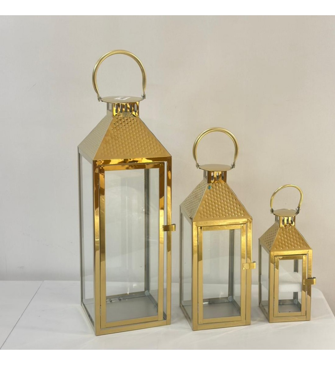 طقم فوانيس ديكور ذهبي 3حبات 