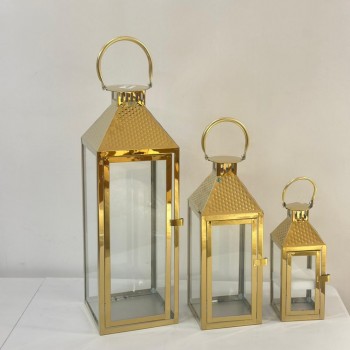 طقم فوانيس ديكور ذهبي 3حبات 
