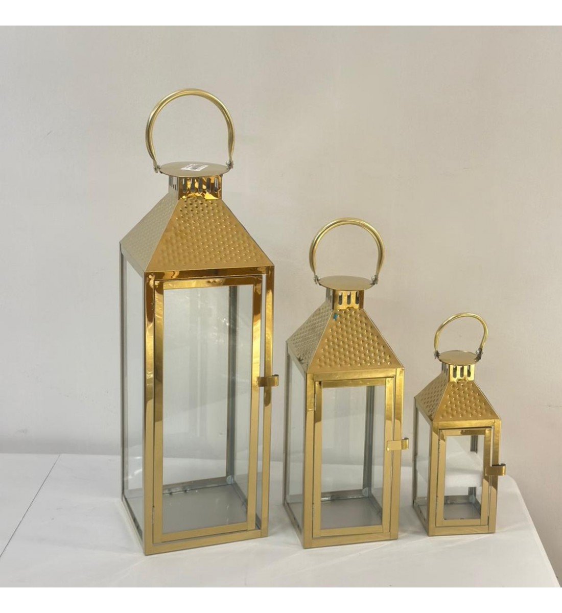 طقم فوانيس ديكور ذهبي 3حبات 
