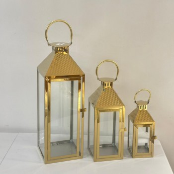 طقم فوانيس ديكور ذهبي 3حبات طقم فوانيس ديكور ذهبي 3حبات