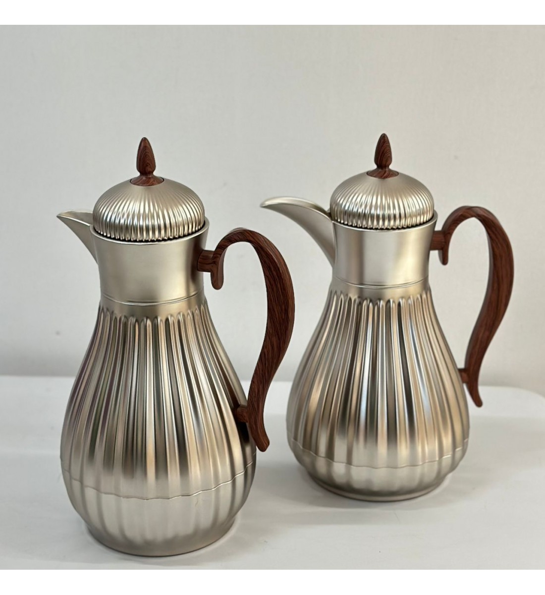 طقم ترامس شاي وقهوة  راقي استيل داخل زجاج 