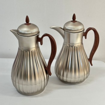 طقم ترامس شاي وقهوة  راقي استيل داخل زجاج 