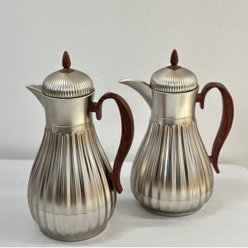 طقم ترامس شاي وقهوة  راقي استيل داخل زجاج 