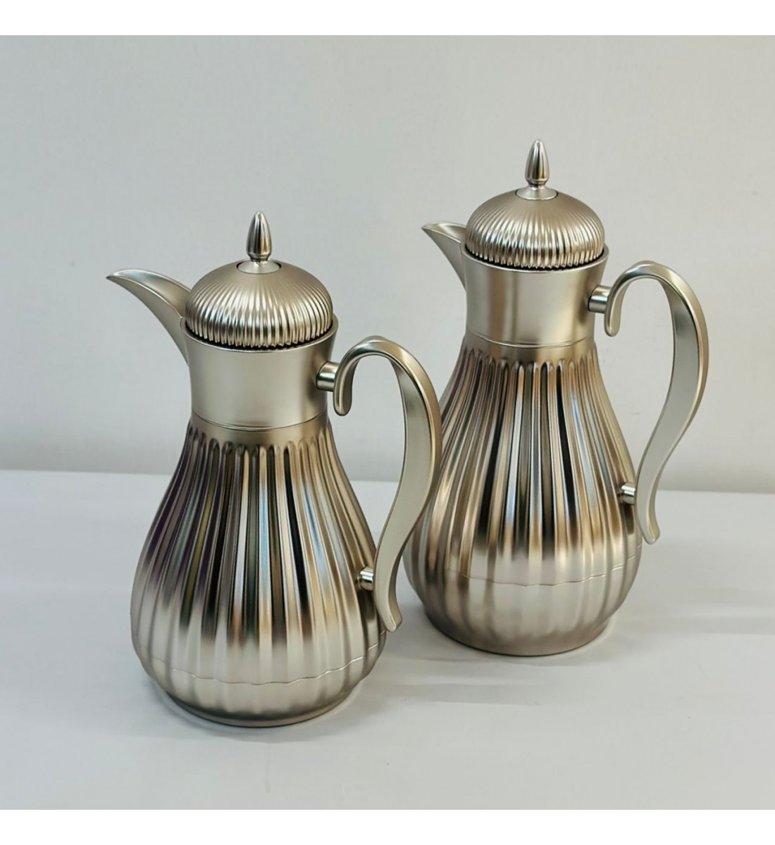 طقم ترامس شاي وقهوة  راقي استيل داخل زجاج 