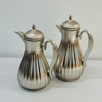 طقم ترامس شاي وقهوة  راقي استيل داخل زجاج 