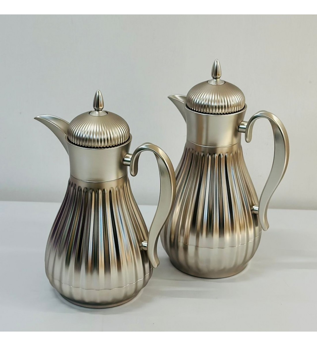 طقم ترامس شاي وقهوة  راقي استيل داخل زجاج 