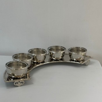 طقم 6 قطع صينية مع زبديات بزجاج صغير 9×9×8سم 