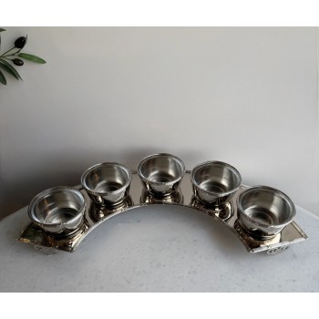 طقم 6 قطع صينية مع زبديات بزجاج صغير 9×9×8سم 