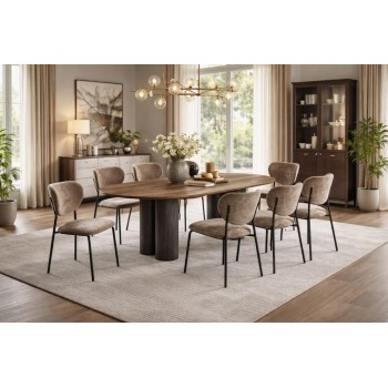 طاولة طعام أنيق يجمع بين الحداثة والفخامة خشب تصميم عصري مع 8 كراسي بني طاولة طعام أنيق يجمع بين الحداثة والفخامة خشب تصميم عصري مع 8 كراسي بني