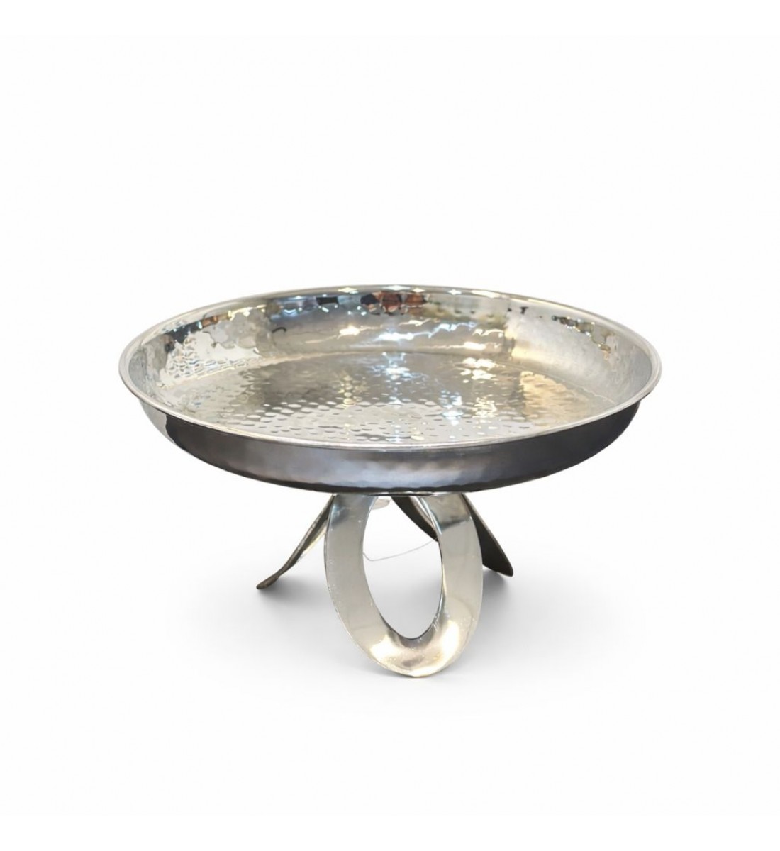 طبق تقديم ديكوري أنيق مصنوع من معدن لامع عالي الجودة، يتميز بتصميم عصري بقاعدة فنية26×26×14سم