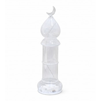 قطعة ديكور أنيقة مصنوعة من زجاج شفاف عالي الجودة، بتصميم مستوحى من المآذن الإسلامية، 37×10×10سم 