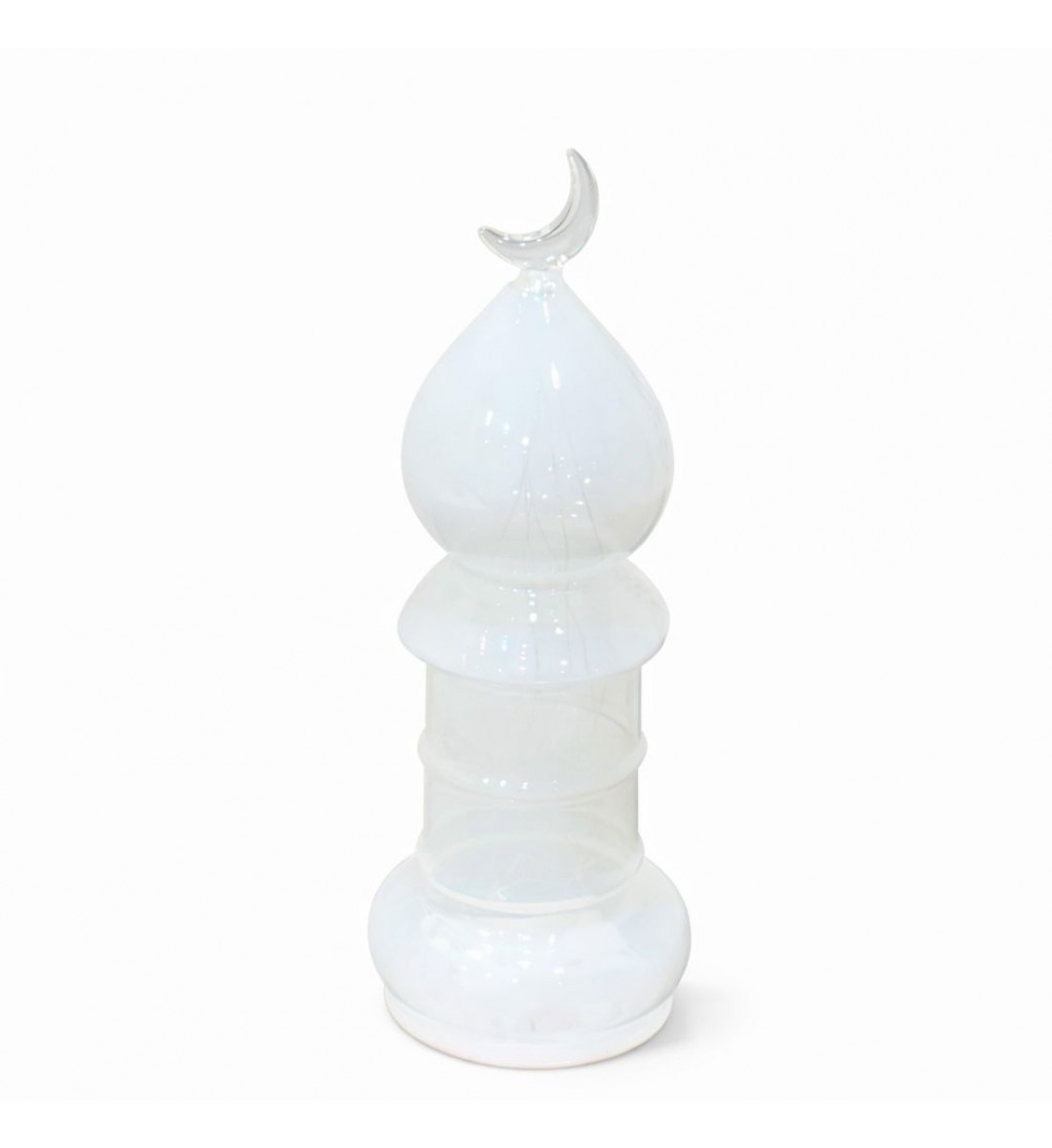 قطعة ديكور أنيقة مصنوعة من زجاج شفاف عالي الجودة، بتصميم مستوحى من المآذن الإسلامية،27×9×9سم 