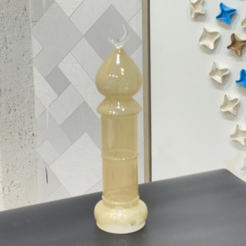 قطعة ديكور أنيقة مصنوعة من زجاج شفاف عالي الجودة، بتصميم مستوحى من المآذن الإسلامية، 37×10×10سم 