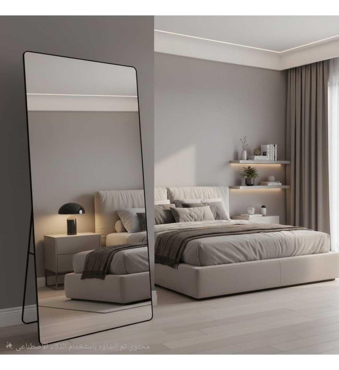 مرايا او مرآة أرضية قائمة بإطار معدني أسود مقاس 100×200سم مرايا او مرآة أرضية قائمة بإطار معدني أسود مقاس 100×200سم