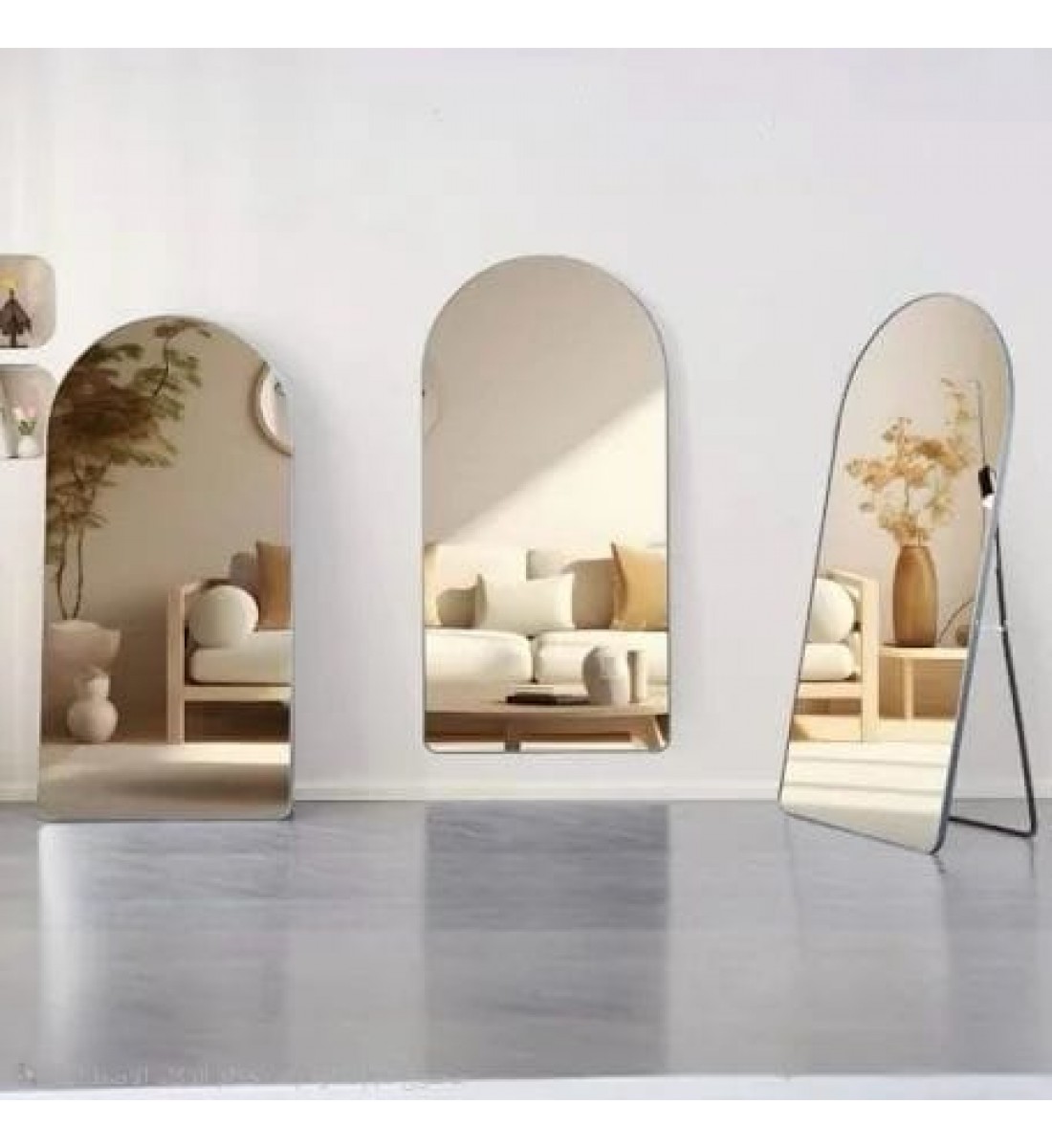 مرايا او مرآة أرضية قائمة بإطار المنيوم فضي مقاس 180×80 سم 
