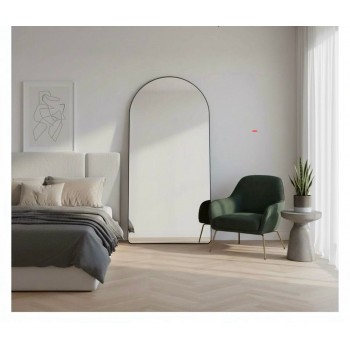 مرايا او مرآة أرضية قائمة بإطار المنيوم  أسود مقاس 180×80 سم 