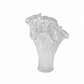 فازة زجاجية شفافة بتصميم أنيق مستوحى من شكل الزهور33×19×22سم 